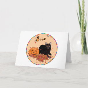 Black Shorthair Cat Halloween Card