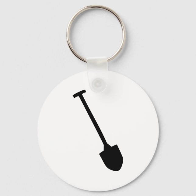 Black shovel spade icon key ring (Front)