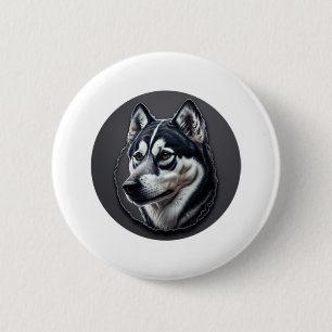 Black Siberian 6 Cm Round Badge