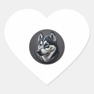 Black Siberian Heart Sticker