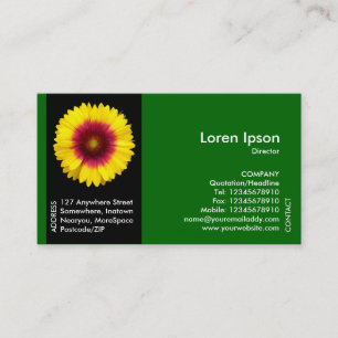 Black Side Band Flower - Blanket Flower - Green Business Card