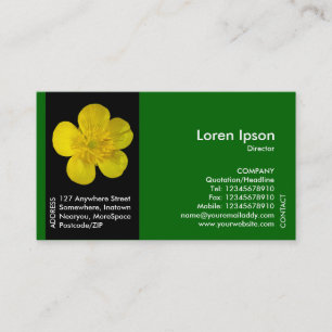 Black Side Band Flower - Buttercup - Green Business Card