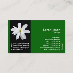 Black Side Band Flower - Magnolia - Green Business Card
