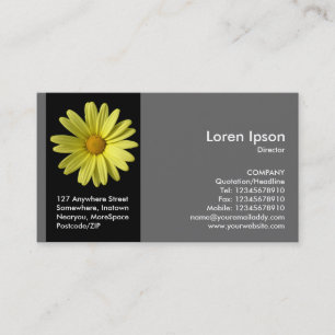Black Side Band Flower - Yellow Daisy - Grey Business Card