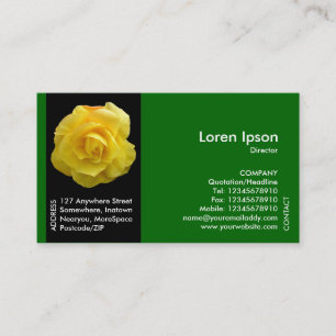 Black Side Band Flower - Yellow Lisianthus - Green Business Card