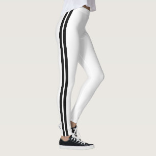 Black Side Stripe White Leggings Choose Your Colou