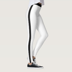 Black Side Stripe White Leggings or Choose Colours