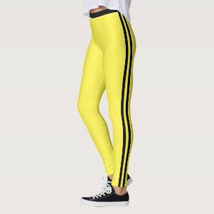 Black Side Stripe Yellow Leggings - Your Colours