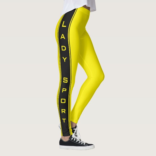 Black Side Stripe Ywllow Leggings or Choose Colour (Right)