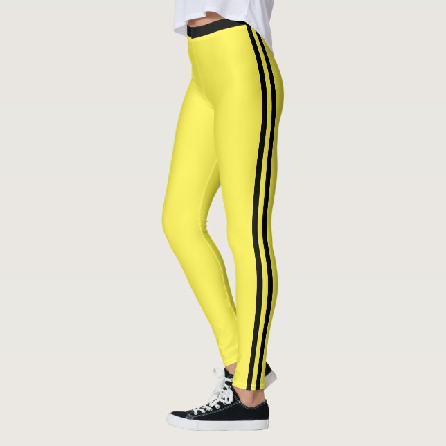 Black Side Stripes Yellow Leggings Your Colours (Left)