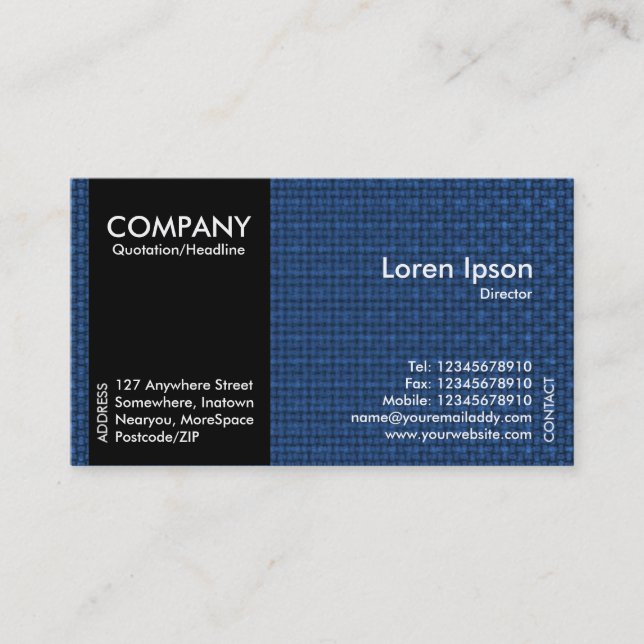 Black SideBand - Blue Fabric Texture Business Card (Front)