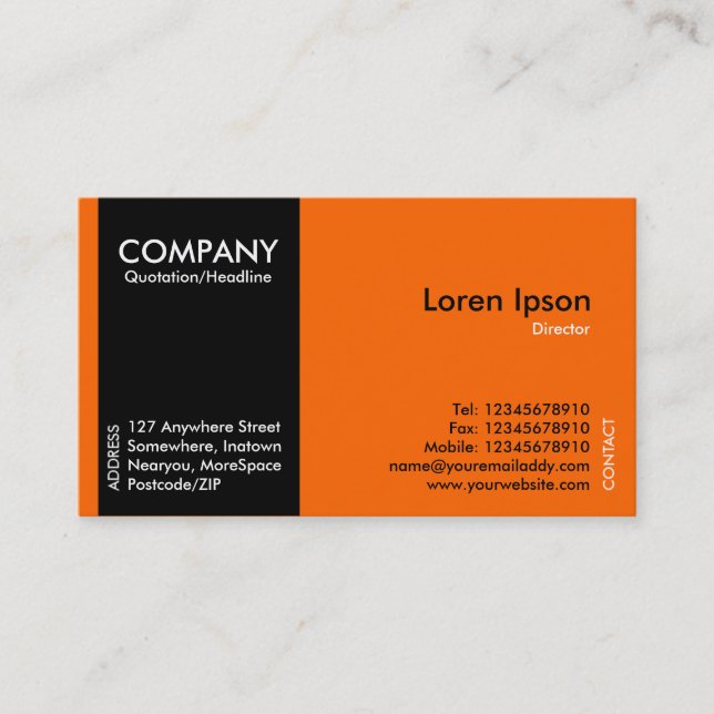 Black SideBand - Orange Business Card (Front)
