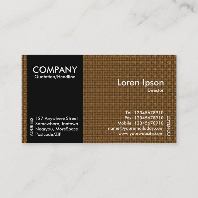 Black SideBand - Orange Fabric Texture Business Card (Front)
