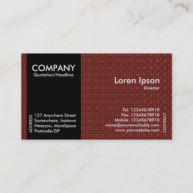 Black SideBand - Red Fabric Texture Business Card (Front)