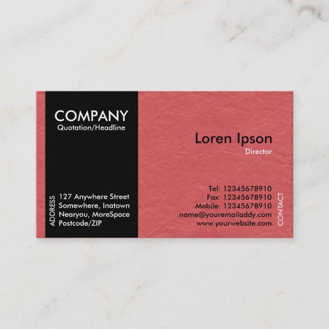 Black SideBand - Red Paper Texture Business Card (Front)