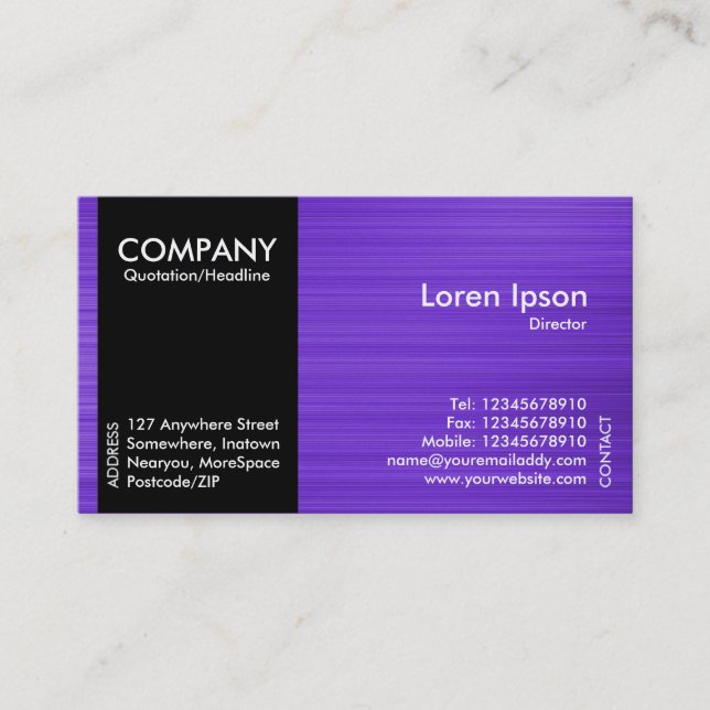 Black SideBand - Violet Brushed Tex Business Card (Front)