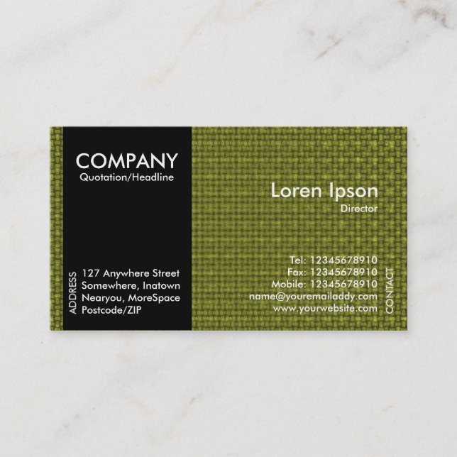 Black SideBand - Yellow Fabric Texture Business Card (Front)