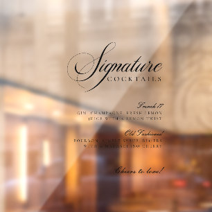 Black Signature Cocktails Transparent Decal Sign