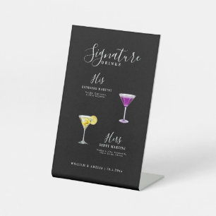 Black Signature drinks acrylic sign, His and hers Pedestal Sign