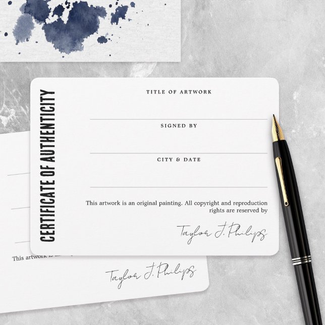 Black Signature Script Certificate of Authenticity (Creator Uploaded)