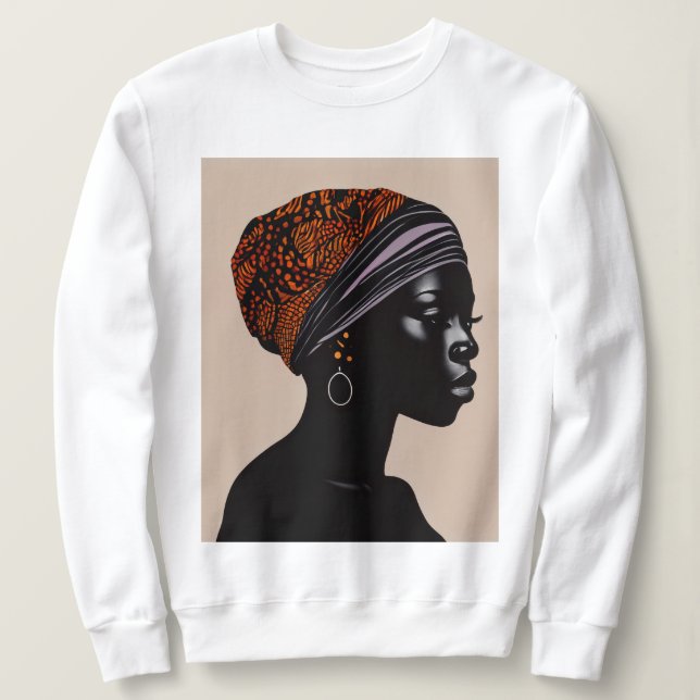 Black Silhouette African American Woman Head Wrap Sweatshirt (Design Front)