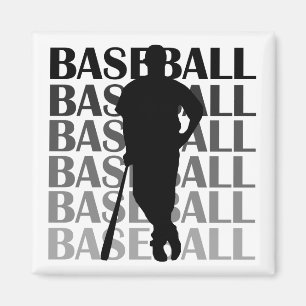 Black Silhouette Baseball Player T-shirts and Gift Magnet