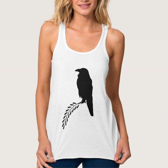 Black Silhouette Blackbird  Raven  Singlet (Front)