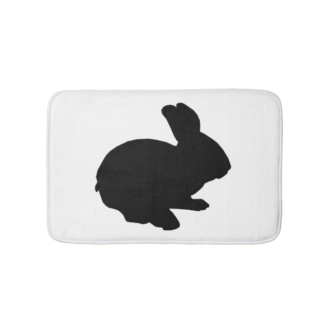 Black Silhouette Bunny Rabbit Bath Mat (Front)