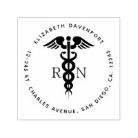 Black Silhouette Caduceus Registered Nurse RN