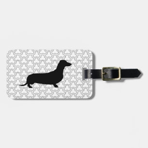 Black Silhouette Dachshund Luggage Tag