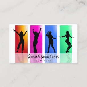 Black Silhouette Dancer Hip Hop Rainbow Business Card