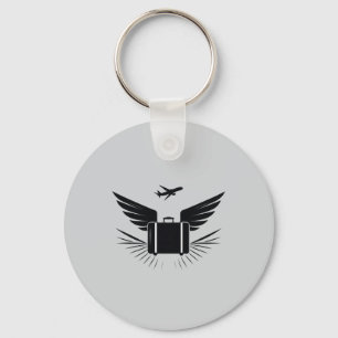 Black silhouette design of a travel suitcase  key ring