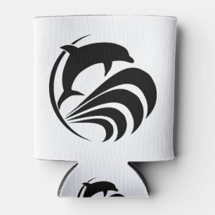 Black Silhouette Dolphin Jumping in Ocean Waves Can Cooler