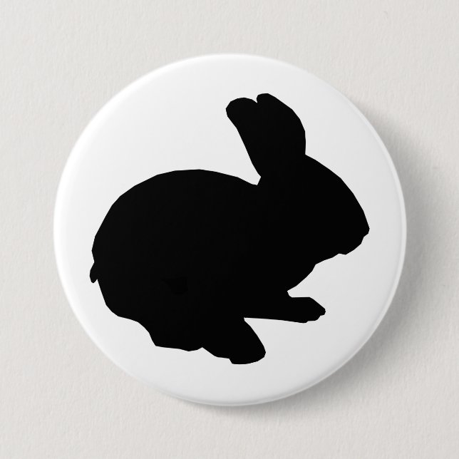 Black Silhouette Easter Bunny Button (Front)