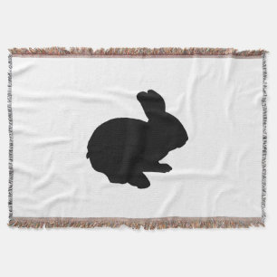 Black Silhouette Easter Bunny Throw Blanket