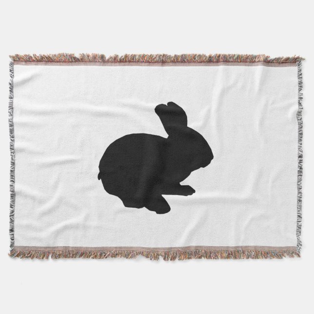 Black Silhouette Easter Bunny Throw Blanket (Front)