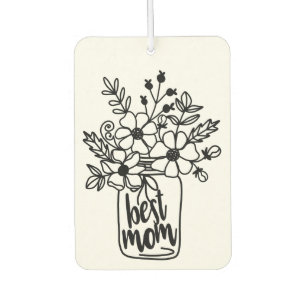 Black Silhouette Floral Car Air Freshener