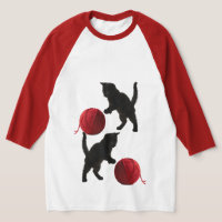 Black Silhouette Kitty, with red wool Ball