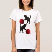 Black Silhouette Kitty, with red wool Ball