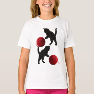 Black Silhouette Kitty, with red wool Ball T-Shirt