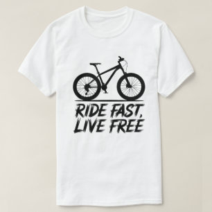 Black Silhouette Mountain Bike Adventure Art T-Shirt