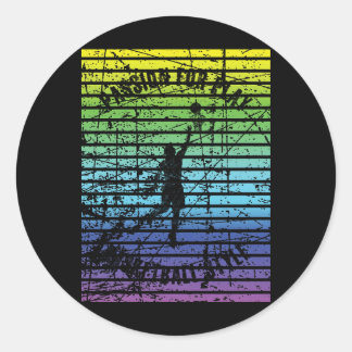 Black Silhouette Of A Basketball Player Against Th Classic Round Sticker