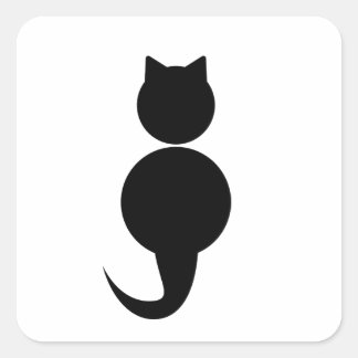 Black silhouette of a cat square sticker