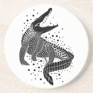 Black Silhouette Of a Crocodile Coaster
