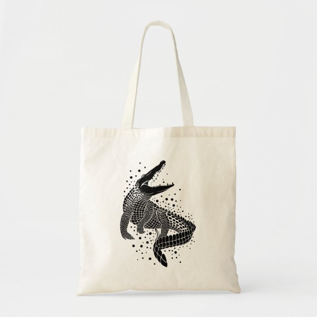 Black Silhouette Of a Crocodile Tote Bag (Front)