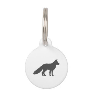 Black silhouette of a fluffy Fox Pet Tag
