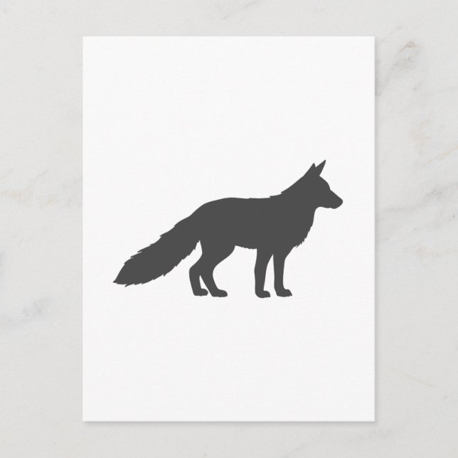 Black silhouette of a fluffy Fox Postcard (Front)
