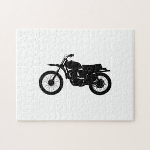 Black silhouette of bike - Choose background color Jigsaw Puzzle
