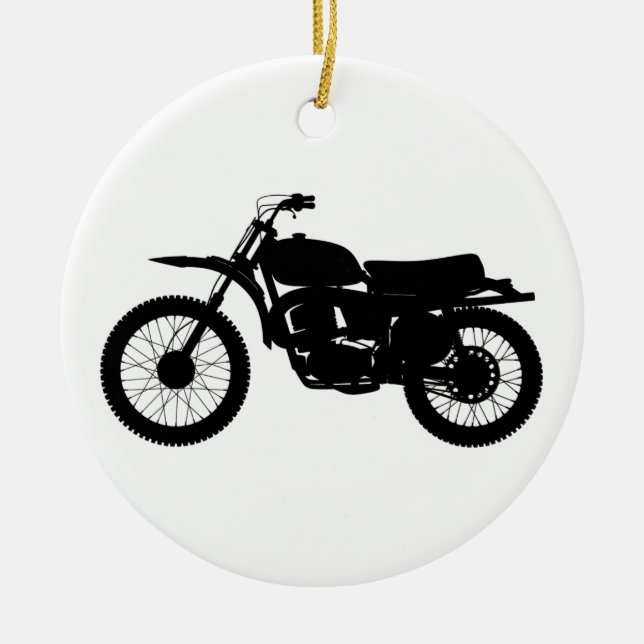 Black silhouette of bike - Choose background colou Ceramic Tree Decoration (Front)