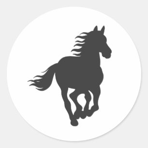 Black silhouette of horse - Choose background colo Classic Round Sticker